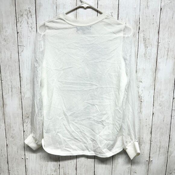 Love + Lace Sweater Womens S Beige Lovely Paris Themed Sequins Eiffel Tower - Picture 5 of 5